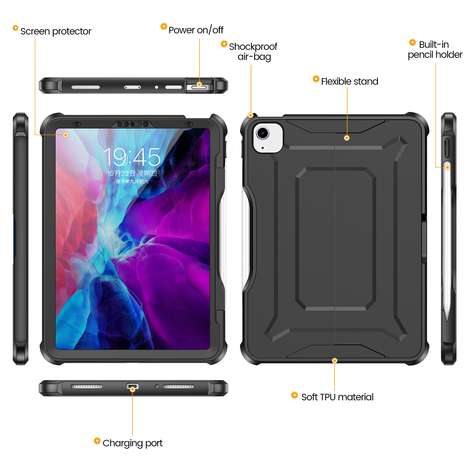 Drop resistant design child proof protective TPU rugged standing cover for ipad pro 11 2022/2021 and iPad air 10.9inch